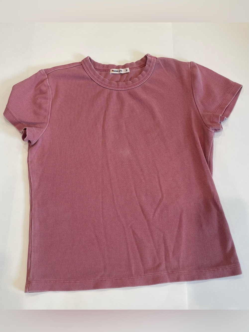 Marine Layer Mauve Pink Ribbed Crewneck Tee Casual Tshirt